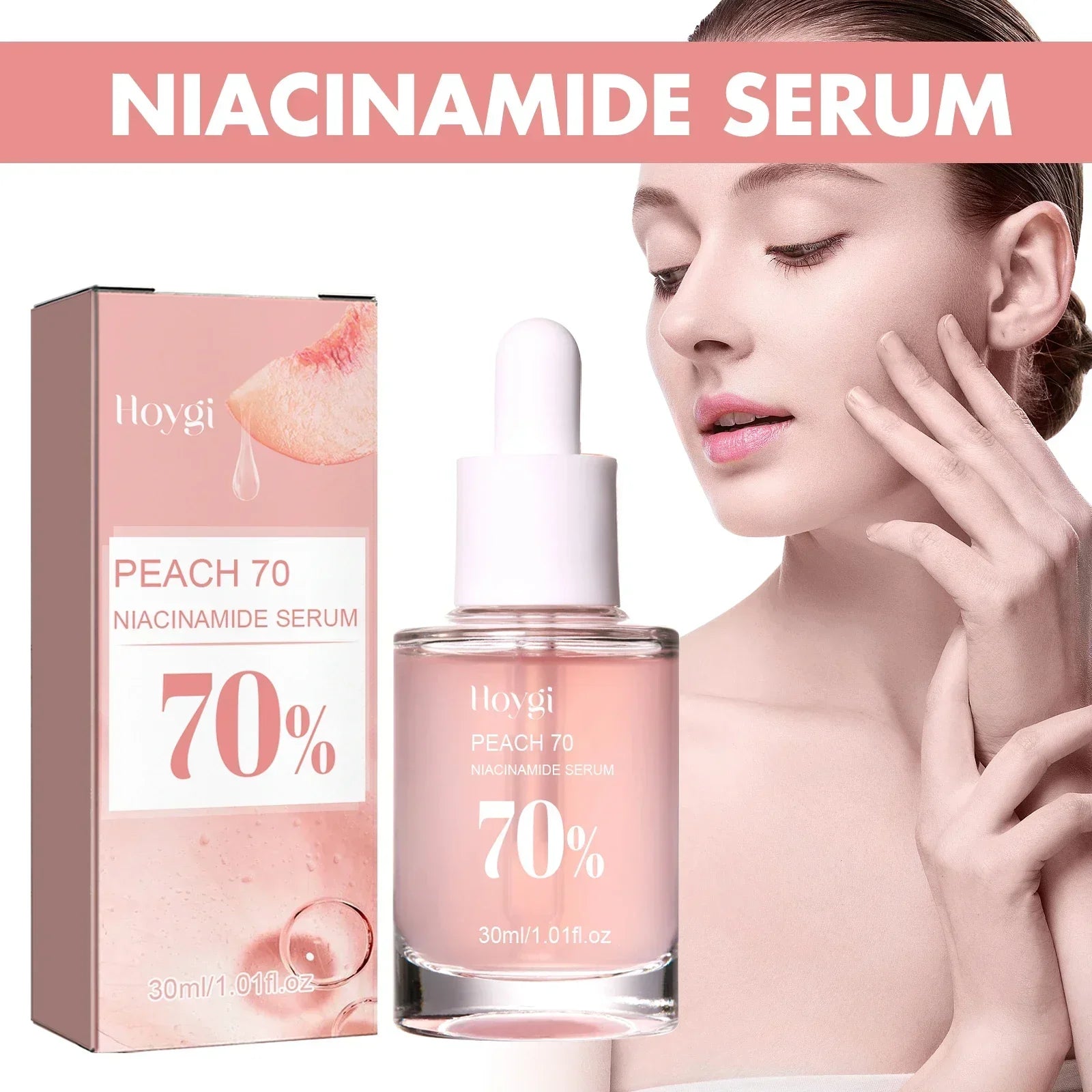 Peach 70% Niacinamide Facial Serum Brightening Skin Care Moisturzing Shrink Pores Smooth Fade Melanin Dark Spot Remover Serum