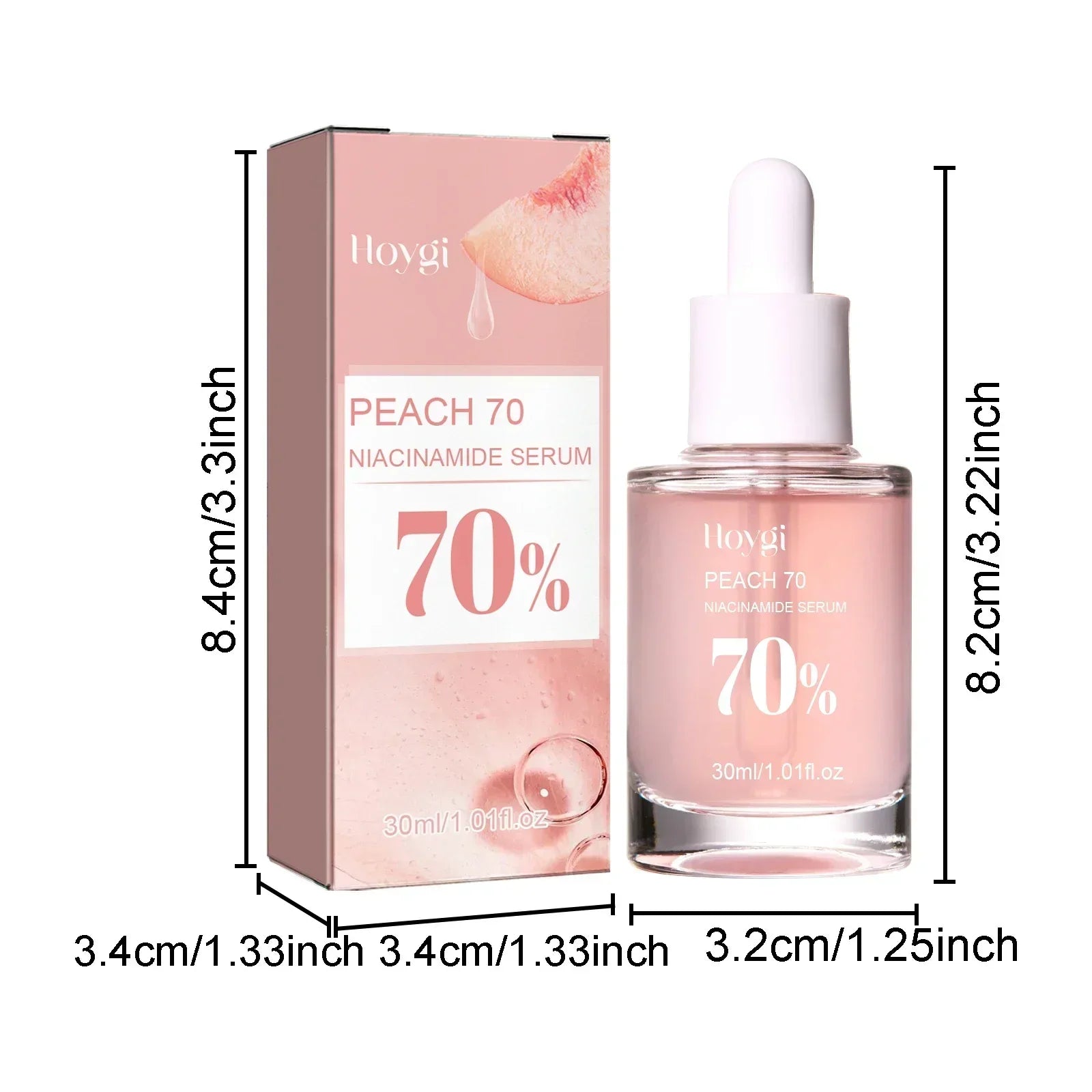 Peach 70% Niacinamide Facial Serum Brightening Skin Care Moisturzing Shrink Pores Smooth Fade Melanin Dark Spot Remover Serum