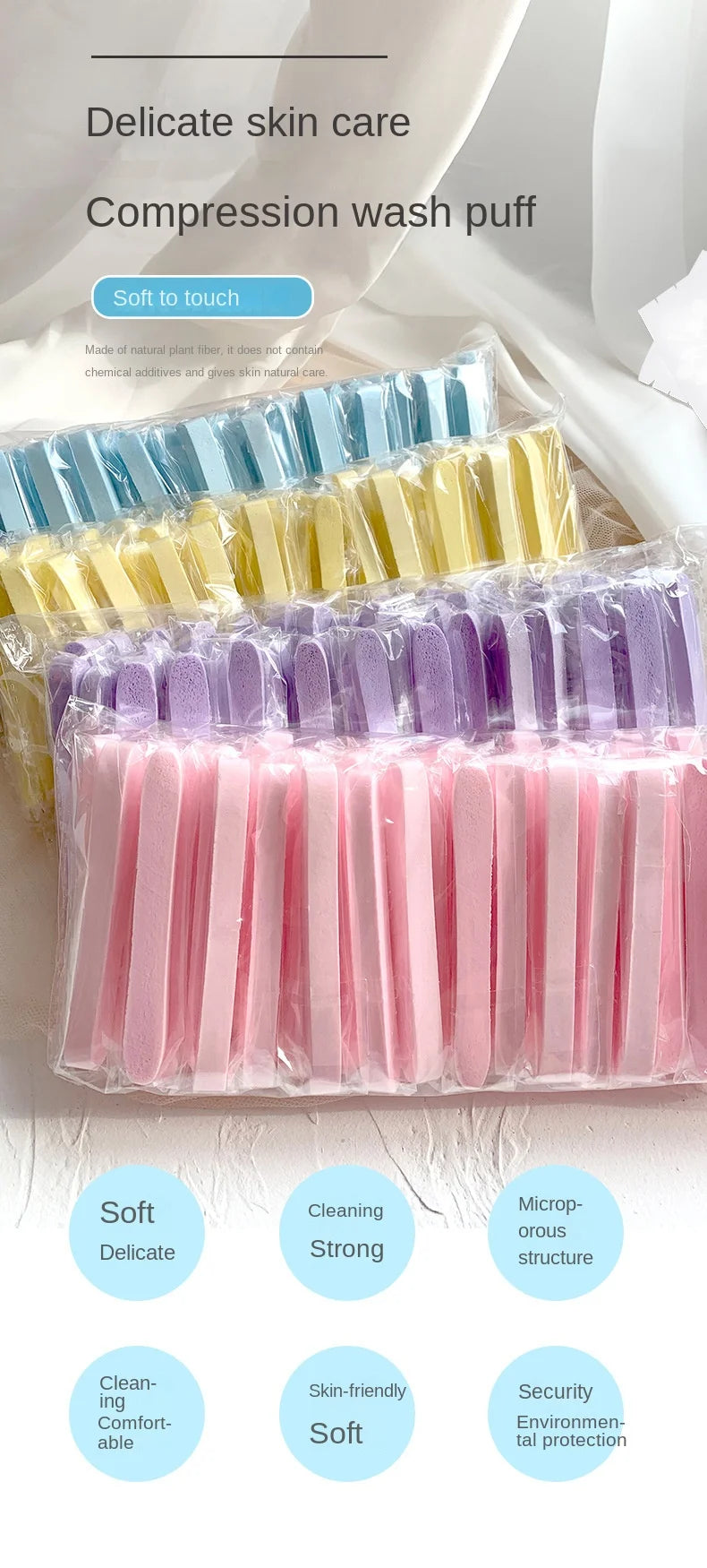 10/50pcs Compressed Facial Sponges – Disposable Face Cleansing Pads for Deep Cleaning & Makeup Removal